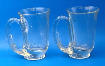 2 Vintage Horn Glass Mugs