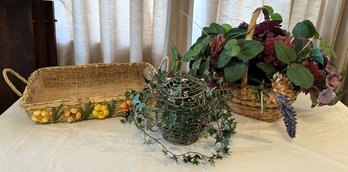 Faux Plants & Woven Basket - (LR)