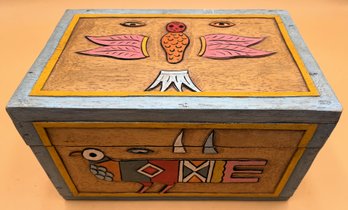 Carved Wood Trinket Box - (D)