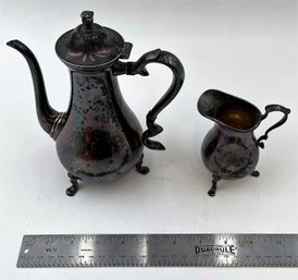 Vintage Silver-Plate International Silver Company Coffee Teapot & Creamer #2477 (SS8)