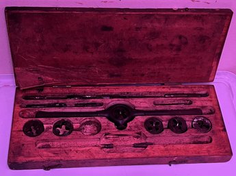 Vintage Tap & Die Set In Wood Case - (BT)