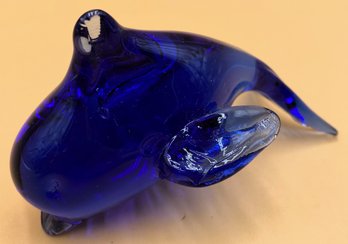 Jumping Dolphin Blue Blown Glass - (K)