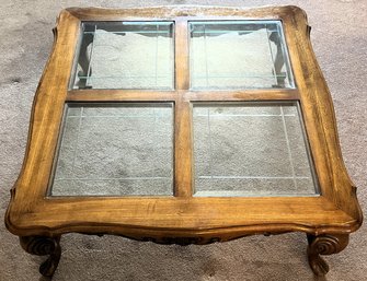 Vintage Wood And Glass Coffee Table - (LR)