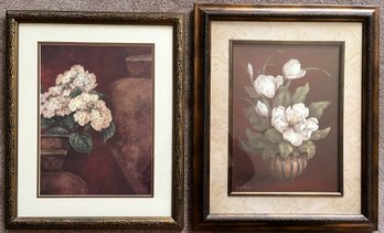 2 Floral Wall Hangings In Pretty Frames - (B1)