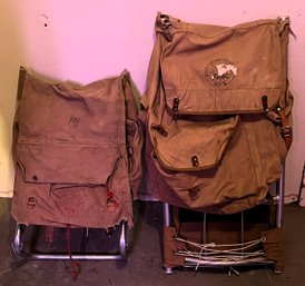 2 Vintage Frame Canvas Backpacks - (BT)