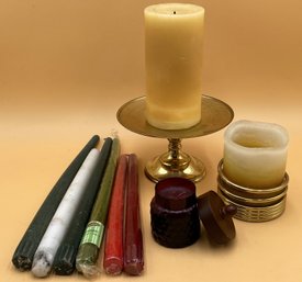 Candle Bundle & Pillar With Gold Rings - (DR)
