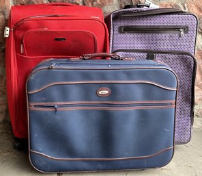 Set Of 3 Assorted Fabric Luggage Suitcases - (G)