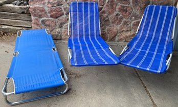 Set Of 3 Fabric Folding Beach Chairs - (G)