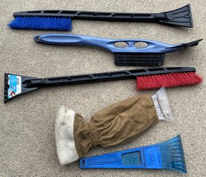 Set Of 5 Windshield Ice Scrappers With Brushes - (G)