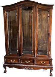 Large Beautiful Vintage Wood China Cabinet - (G)