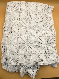 White Crochet Spread With Corner Cut Outs - (LR)