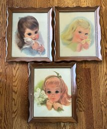 3 Vintage Northern Bathroom Tissue Amazing Girl Prints - Wood Frames