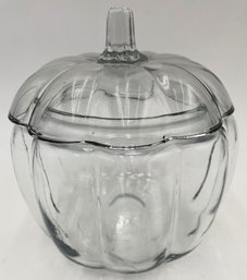 Glass Pumpkin Anchor Hocking Candy Dish/Cookie Jar - (K)