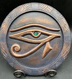 Egyptian Eye Plague On Wrought Iron Stand - (P)