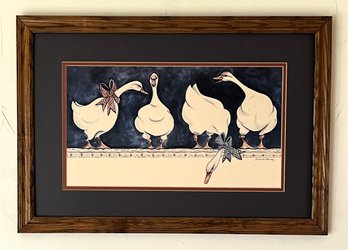 Vintage Frankie Buckley Signed Duck Print In Wood Frame - (FR)