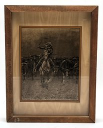 Vintage LUCID LINES INC.  Major Works Of Frederick Remington Permanently Photograph In Glass - (FR)