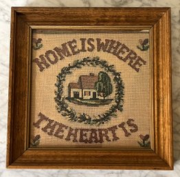 Wood Framed 'Home Is Where The Heart Is' Cross Stitch - (FR)