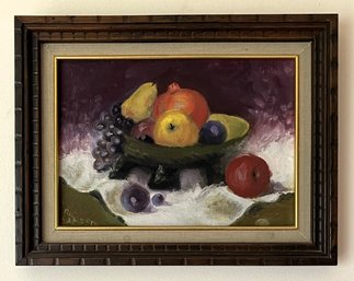 Vintage Fruit Bowl Painting Signed By R. Sampson In Wood Frame - (FR)
