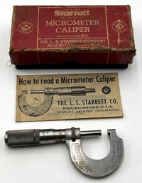 Vintage STARRETT NO. 231F Micrometer Caliper In Original Box - (G)