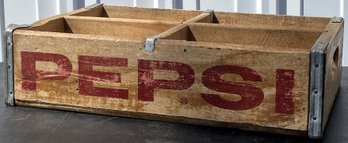 Vintage PEPSI-COLA Wooden Pop Bottle Crate - (S)