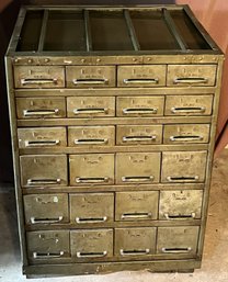 Vintage Industrial 24 Drawer Metal Storage Cabinet & Contents  - (G)