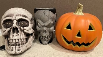 Halloween Bundle - Skull(Plastic), Tall Skull(plaster) & Jack-O-Lantern - (PR)