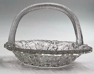 Vintage EAPG Hobstar Shallow Glass Basket G11.5