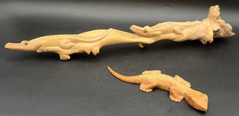 Carved Wood Alligators & Gecko - (K8)