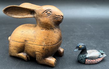 2 Wooden Animal Figurines - (K8)