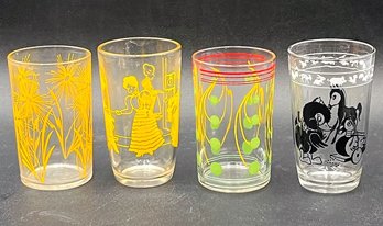 Lot Of 4 Vintage Juice Glasses