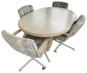 Round/Oval Patio Table With 4 Chairs & Leaf - (BP)