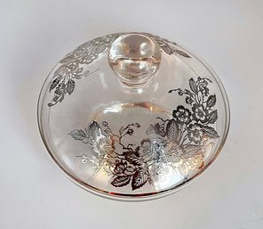 MCM Silver City Flanders Poppy Lidded Candy Dish With Sterling Silver Floral Overlay G30