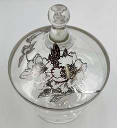 Vintage Silver City Flanders Poppy Sterling Silver Overlay Apothecary Jar With Circus Tent Lid G33