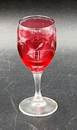 Vintage Etched Red Crystal Cordial Glass
