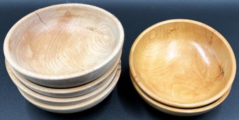 6 Wooden Bowls - (K3)