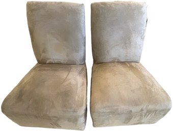 2 Faux Suede Taupe Chairs