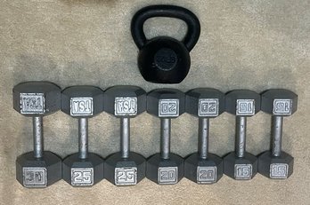 Lot Of 8 Dumbbells (15,20,25 & 30lbs)