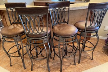 Iron & Vinyl Swivel Bar Stools - Set Of 4