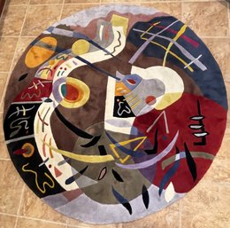 MOMENI Round Bright Geometric Rug With Pad