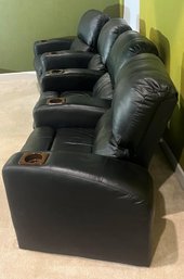 Curved Row 4-Chair Leather Recliner Home Theater Seating