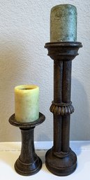 Dark Resin Candle Holders With Candles