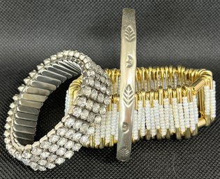 Jewelry #21 - 1 Sterling Silver Bracelet & 2 Stretchable Bracelets