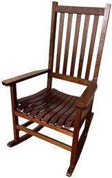 Vintage Wood Reclining Chair With Cushion - (FR)