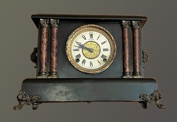 Vintage Sessions Black Mantel Clock With Double Roman Columns