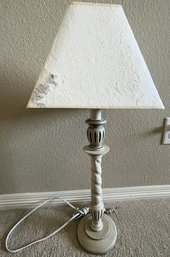 Ivory Wood Twist Design Lamp With Leaf Shade