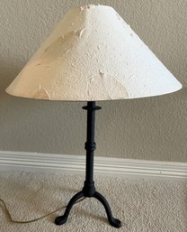 Medium Black Metal 3 Footed Lamp With Ivory Pressed Leaf Shade