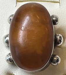 Jewelry #36 - Sterling Ring With Orange Stone