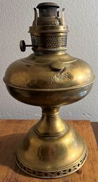 Antique Brass Naugatuck Oil Lamp With Adjustable Flame Spreader