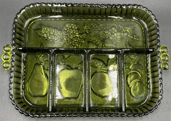 Vintage Indiana Glass Crystal Happenings 5-part Relish Tray