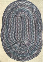 Small Blue/pink/green Woven Oval Rug - (O)